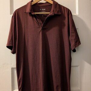 01.Algo Performance Polo Shirt Mens Large Maroon Short Sleeve Soft Red
